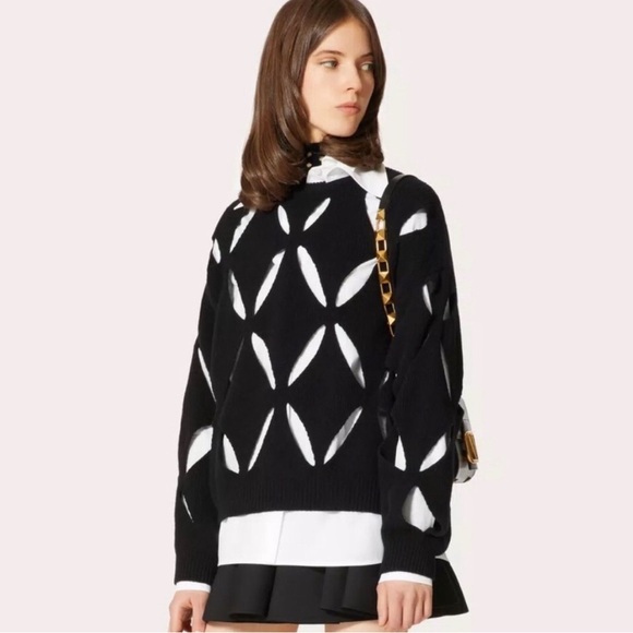 Valentino Sweaters - Valentino Sweater Wool Cut Out Knit Pullover Jumper